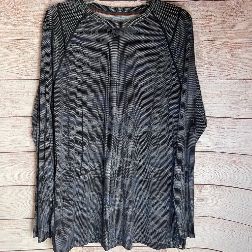 Saxx Quest Shirt Mens XL Black Gray Camo Long Sleeves Stretch Performance Active